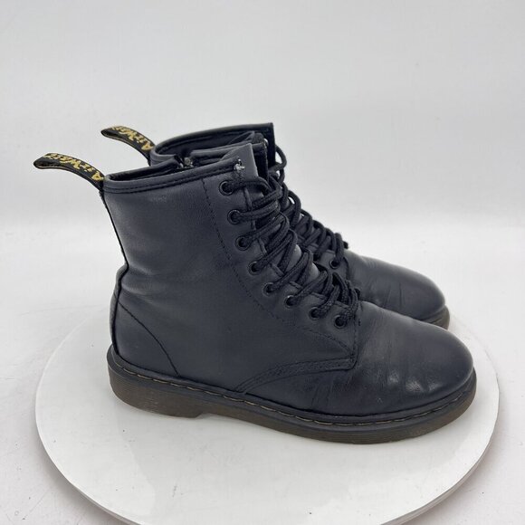 Dr. Martens 1460 J Women Size 5 Black Leather 8 Eye Side Zip Combat Boot - Picture 2 of 10